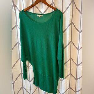 Gibson Sparkly Emerald Off-the-Shoulder Assymetrical Sweater